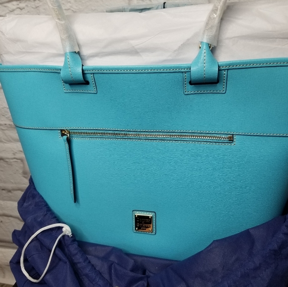 Dooney and Bourke Light Blue Saffiano Leather Tote - Picture 5 of 14